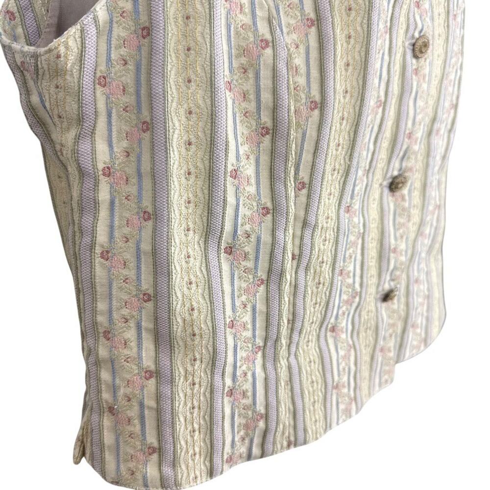 Liz Claiborne Lizsport Vintage Cottagecore Floral Pastel Vest Cotton Blend 16 - Picture 2 of 16